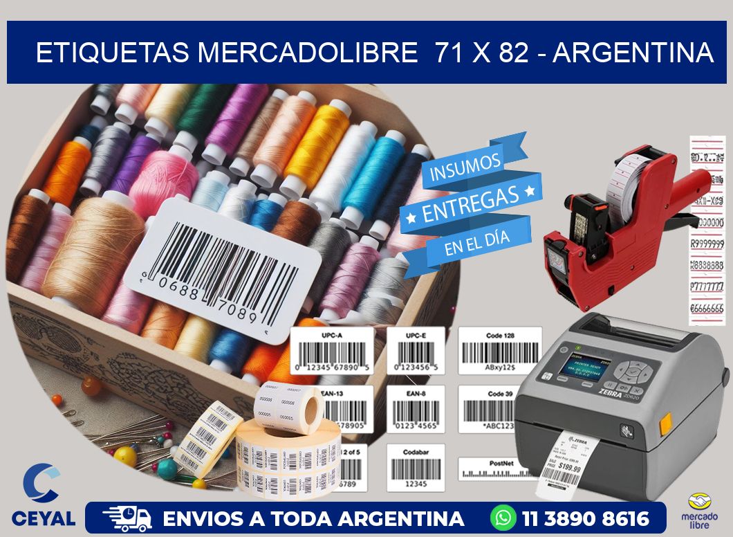 ETIQUETAS MERCADOLIBRE  71 x 82 - ARGENTINA