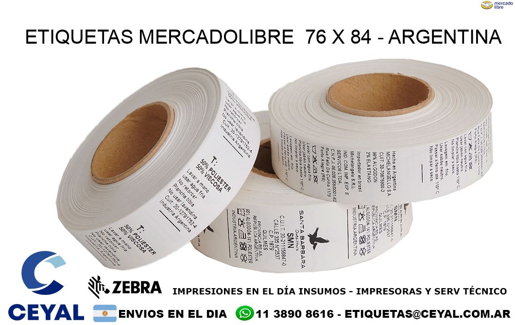 ETIQUETAS MERCADOLIBRE  76 x 84 - ARGENTINA