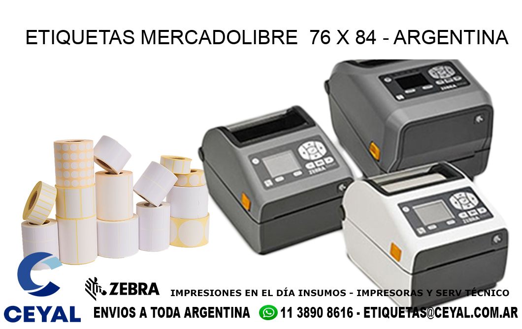 ETIQUETAS MERCADOLIBRE  76 x 84 - ARGENTINA