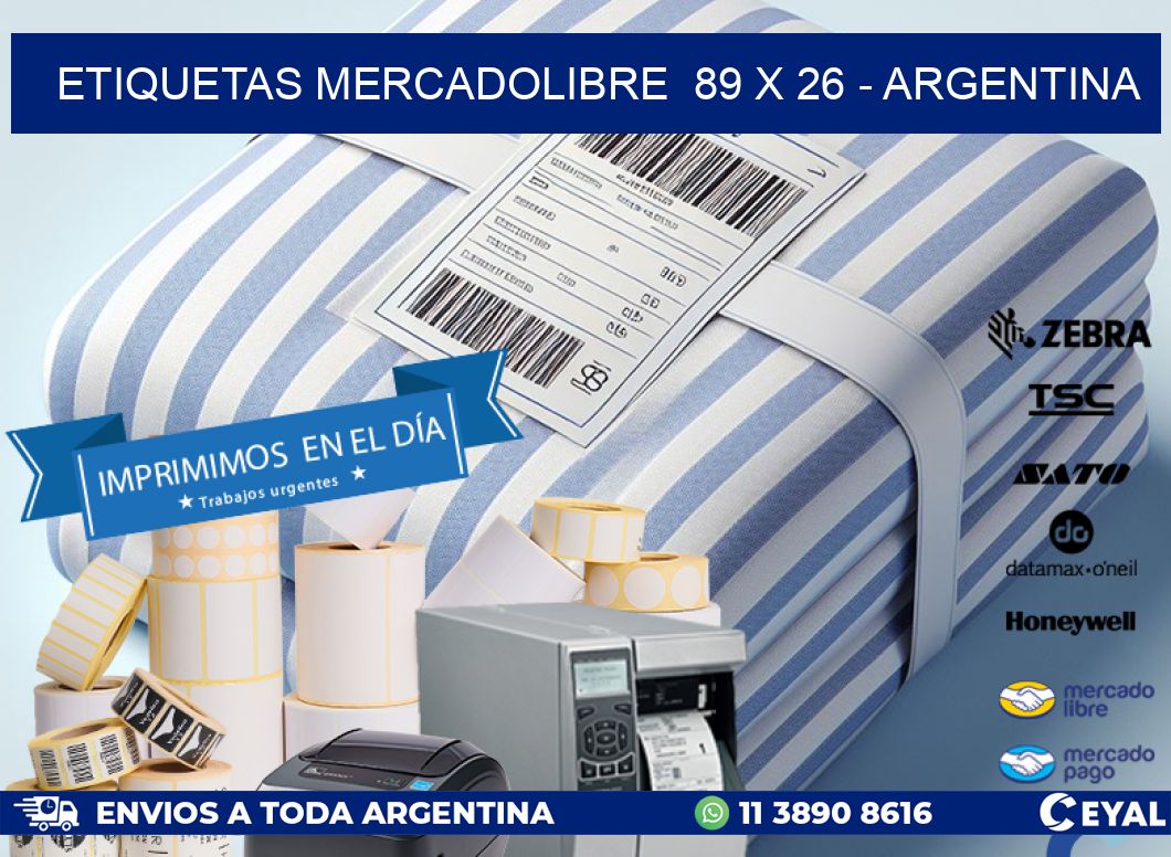 ETIQUETAS MERCADOLIBRE  89 x 26 - ARGENTINA