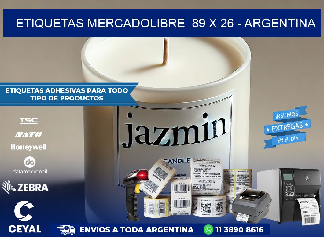 ETIQUETAS MERCADOLIBRE  89 x 26 - ARGENTINA