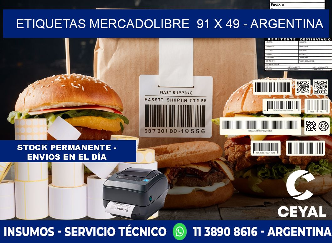 ETIQUETAS MERCADOLIBRE  91 x 49 - ARGENTINA