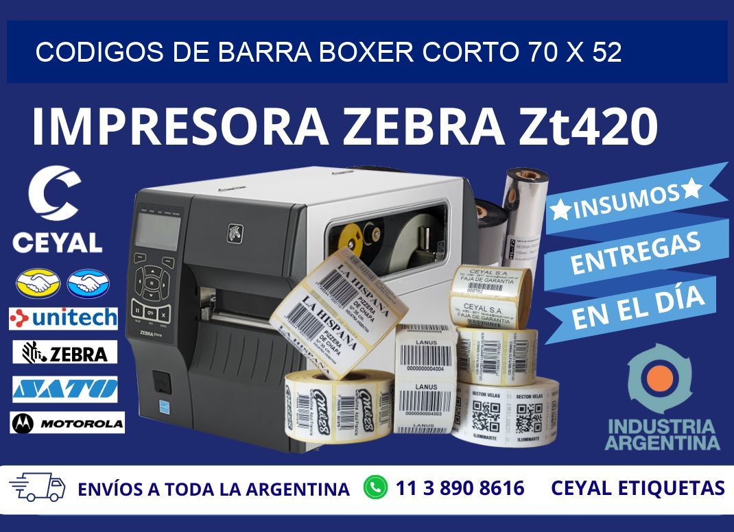 CODIGOS DE BARRA BOXER CORTO 70 x 52